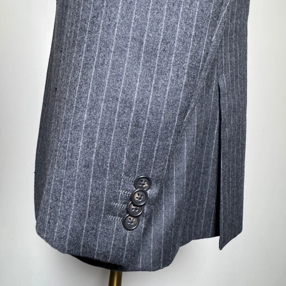 Lauren Ralph Lauren Silver Label Suit Mens 40S 33W Grey Pinstripe Wool‎ Cashmere